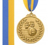 Медаль спортивная с лентой двухцветная тематическая SP-Sport Волейбол ø6,5см C-4850 (металл, покрытие 2 тона,56g золото, серебро, бронза)