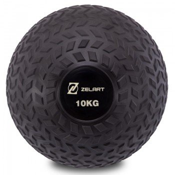 Слэмбол мяч набивной для кроссфита и фитнеса Slam Ball Zelart FI-7474-10 10кг (PVC, минеральный наполнитель, d-23см, черный)
