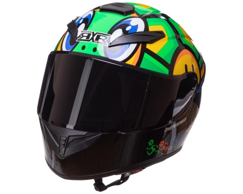 Мотошлем интеграл (full face) RXR M-3831 M-XL черный-салатовый