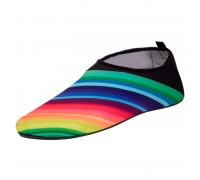 Неопреновая обувь аквашузы Skin Shoes детская SP-Sport Радуга PL-1814B (неопрен, размер S-2XL-26-35, длина стопы 16-21см, черный)