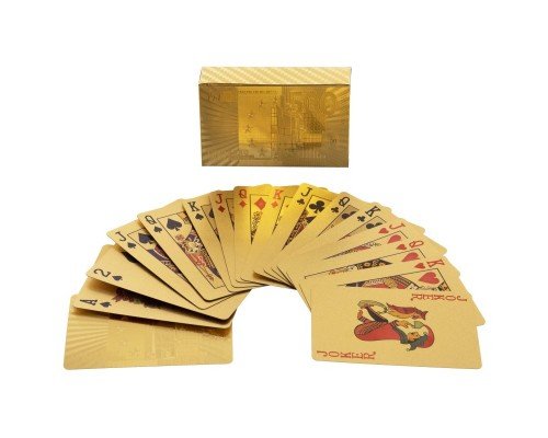 Карты игральные пластиковые золотые SP-Sport IG-4567-G GOLD 500 EURO (колода в 54 листа, толщина-0,28мм)