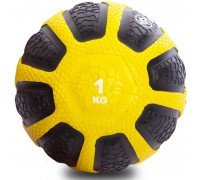 Медбол мяч медицинский Medicine Ball Zelart FI-0898-1 1кг (резина, d-19см, черный-желтый)