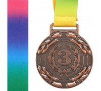 Медаль спортивная с лентой цветная SP-Sport LAUREL ø6,5см C-6209 (металл, ø6,5см, 35g, 1-золото,2-серебро,3-бронза)