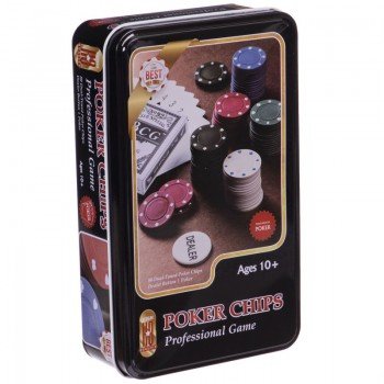 Набор для покера в металлической коробке Professional Poker chips SP-Sport IG-4590 80 фишек (80 фишек, с номиналом, 1 кол.карт)