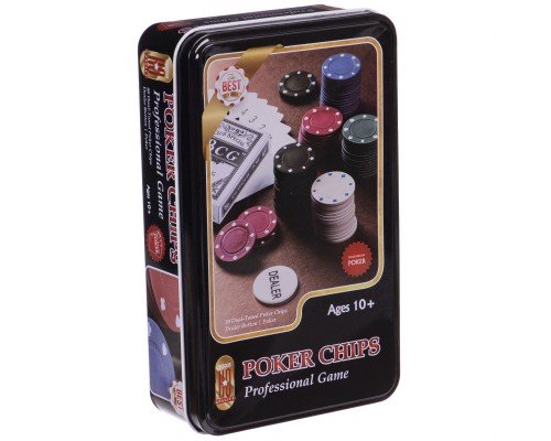 Набор для покера в металлической коробке Professional Poker chips SP-Sport IG-4590 80 фишек (80 фишек, с номиналом, 1 кол.карт)