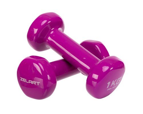 Гантели для фитнеса виниловые 2штуки Zelart Beauty TA-5225-1 (2x1кг) (2шт, цвета в ассортименте)