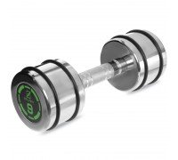 Гантель цельная стальная хромированная 1штука Zelart FI-2622-9 (1x9кг) (MD2311-9) (1шт, металл хромированный, с резиновыми кольцами)
