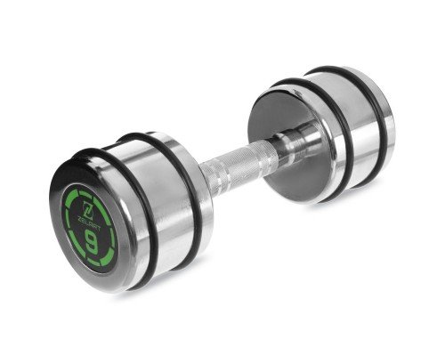 Гантель цельная стальная хромированная 1штука Zelart FI-2622-9 (1x9кг) (MD2311-9) (1шт, металл хромированный, с резиновыми кольцами)