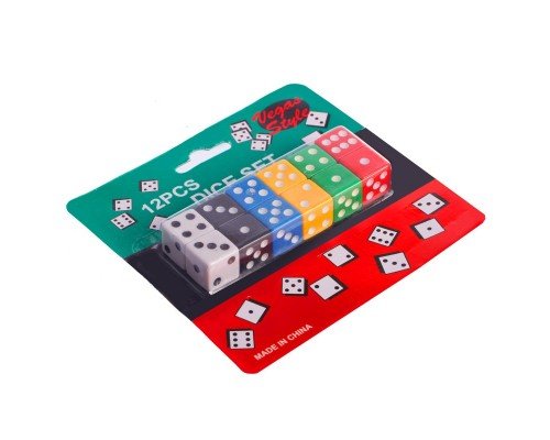 Кости игральные кубики для настольных игр Dice 12 штук SP-Sport IG-15127 (пластик, р-р 1,5x1,5см, цена за 1 уп., в уп. 12 шт.)