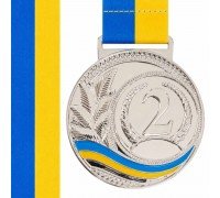 Медаль спортивная с лентой SP-Sport UKRAINE с украинской символикой ø6,5см C-6826 (металл, 38g золото, серебро, бронза)