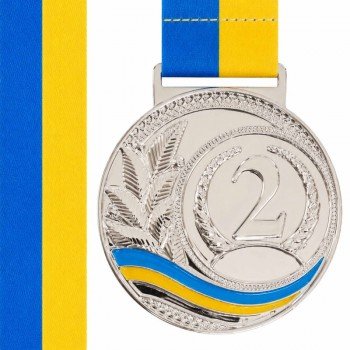 Медаль спортивная с лентой SP-Sport UKRAINE с украинской символикой ø6,5см C-6826 (металл, 38g золото, серебро, бронза)
