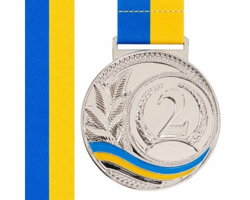 Медаль спортивная с лентой SP-Sport UKRAINE с украинской символикой ø6,5см C-6826 (металл, 38g золото, серебро, бронза)
