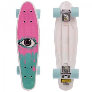 Пенни борд Penny Board круизер пластиковый 22" SP-Sport HB-13-2 с принтом ГЛАЗ (ABEC-7, колесо-PU d-6см, р-р деки 55х14,5см, розовый-бирюза)