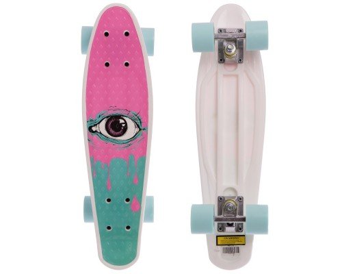 Пенни борд Penny Board круизер пластиковый 22" SP-Sport HB-13-2 с принтом ГЛАЗ (ABEC-7, колесо-PU d-6см, р-р деки 55х14,5см, розовый-бирюза)