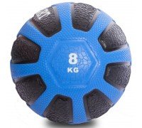 Медбол мяч медицинский Medicine Ball Zelart FI-0898-8 8кг (резина, d-28,6см, черный-голубой)
