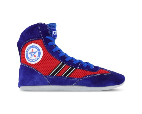 Борцовки для самбо размер 30-45 SP-Sport YX-2623 (верх-замша, низ-замша, синий-красный)