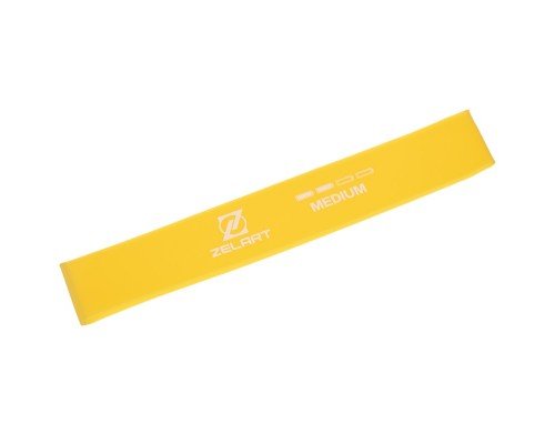 Резинка для упражнений лента сопротивления LOOP BANDS Zelart FI-2596-M (MD1319-M) (латекс, размер 610x50x0,8мм, жесткость M, нагрузка 6,8-9кг, желтый)