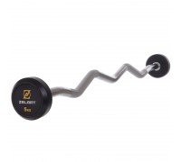Штанга неразборная с фиксированным весом изогнутая обрезиненная Rubber Coated Barbell Zelart TA-2687-5 5кг (MD3009A-5) (гриф l-95см)