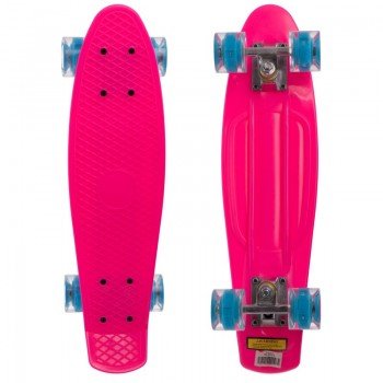 Пенни борд Penny Board круизер пластиковый со светящимися колесами 22" SP-Sport SK-5672-4 (ABEC-7, розовый-голубой)