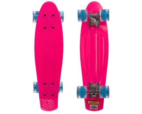 Пенни борд Penny Board круизер пластиковый со светящимися колесами 22" SP-Sport SK-5672-4 (ABEC-7, розовый-голубой)