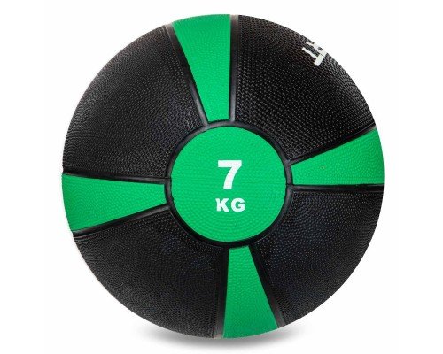 Медбол мяч медицинский Medicine Ball Zelart FI-5122-7 7кг (резина, d-28,5см, серый-зеленый)