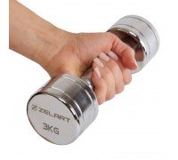 Гантель цельная стальная хромированная 1штука Zelart TA-7043-3 (1x3кг) (1шт, металл хромированный)