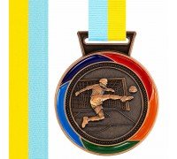 Медаль спортивная с лентой цветная тематическая SP-Sport Футбол ø7см C-6857 (металл, 50g золото, серебро, бронза)