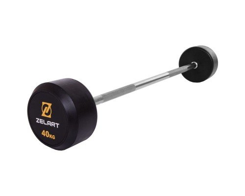 Штанга неразборная с фиксированным весом прямая обрезиненная Rubber Coated Barbell Zelart TA-2685-40 40кг (MD3009-40) (гриф l-95см)