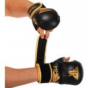 Перчатки Крабы спаринговые для MMA FLEX FISTRAGE VL-5521 (р-р S-XL, черный-золотой)