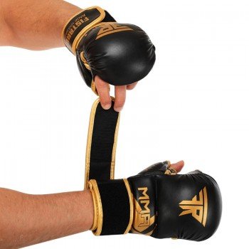 Перчатки Крабы спаринговые для MMA FLEX FISTRAGE VL-5521 (р-р S-XL, черный-золотой)