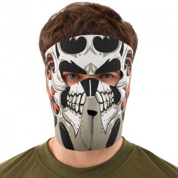 Маска лицевая ветрозащитная креативная термонаушники SP-Sport MS-4344-4 Tribal Skull (неопрен, черный)