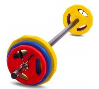 Штанга разборная для фитнеса и аэробики фитнес памп SP-Sport FI-0903 17,5кг (гриф l-1,3м, d-28мм, обрезин.блины 2x(1,25+2,5+5кг)желтый-синий-красный)