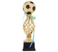 Кубок спортивный наградной Футбол SP-Sport BALL YK-047C (пластик, h-33см, b-9,5см, d шара-12см, золото)