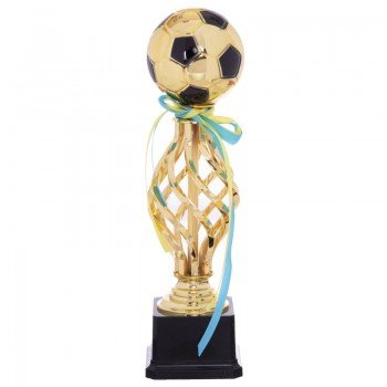 Кубок спортивный наградной Футбол SP-Sport BALL YK-047C (пластик, h-33см, b-9,5см, d шара-12см, золото)