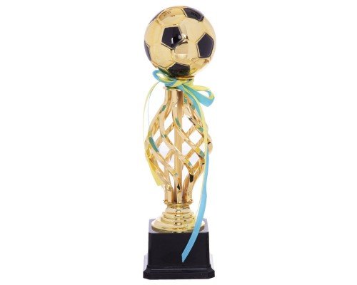 Кубок спортивный наградной Футбол SP-Sport BALL YK-047C (пластик, h-33см, b-9,5см, d шара-12см, золото)
