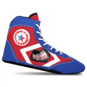 Борцовки для самбо размер 34-45 VELO OB-5800 (верх-замша, низ-замша, синий-красный)