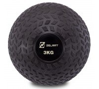 Слэмбол мяч набивной для кроссфита и фитнеса Slam Ball Zelart FI-7474-3 3кг (PVC, минеральный наполнитель, d-23см, черный)