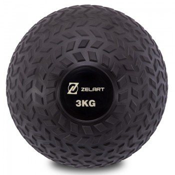 Слэмбол мяч набивной для кроссфита и фитнеса Slam Ball Zelart FI-7474-3 3кг (PVC, минеральный наполнитель, d-23см, черный)