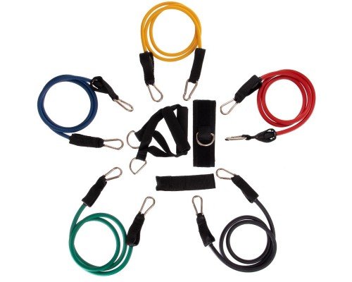 Эспандер Resistance Band многофункциональный 5 жгутов Zelart ET-501 (5 эсп,креп.на дверь, 2 рукоят, 2 лямки)
