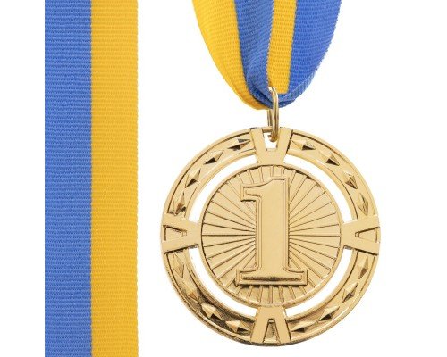 Медаль спортивная с лентой SP-Sport RAY ø6,5см C-6401 (металл, 1-золото,2-серебро,3-бронза ø6,5см, 38g) C-6409