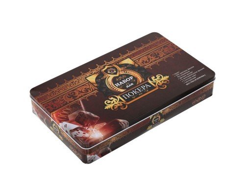 Набор для покера в металлической коробке Poker game set SP-Sport 6613K 300 фишек (300 фишек, с номиналом, 2 кол.карт, 33х19,5х5,5см)