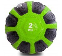Медбол мяч медицинский Medicine Ball Zelart FI-0898-2 2кг (резина, d-19см, черный-зеленый)