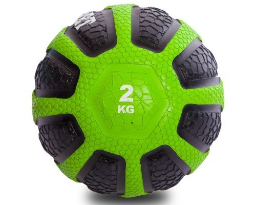 Медбол мяч медицинский Medicine Ball Zelart FI-0898-2 2кг (резина, d-19см, черный-зеленый)