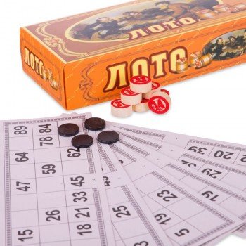 Лото настольная игра в подарочной картонной коробке SP-Sport W9070 (90 дер.боч.,24 карт,40 фиш,р-р 23x9,5x4,5см)