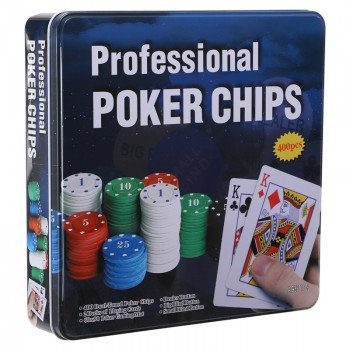 Набор для покера в металлической коробке Professional Poker chips SP-Sport IG-8654 400 фишек (400 фишек, с номиналом, 2 кол.карт,полотно, р-р 27х27х6с
