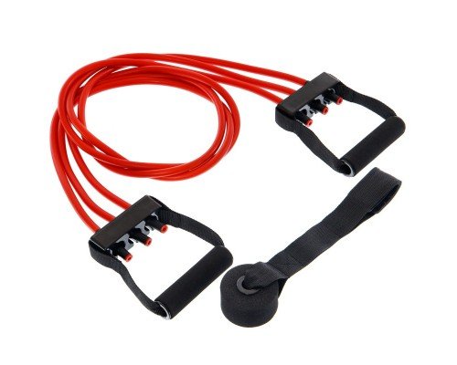 Эспандер трубчатый с ручками с дверным фиксатором SP-Sport Resistance Band 8021-30-170 30LB (латекс,EVA, d-12мм, l-170см, длина резины-150см, красный)