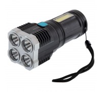 Фонарик ручной светодиодный X-BALOG LF-S03 (пластик, 4 LED+COB, USB-вход, l-14,2см, черный)