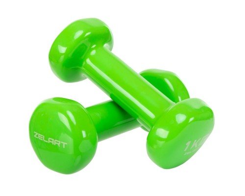 Гантели для фитнеса виниловые 2штуки Zelart Beauty TA-5225-1 (2x1кг) (2шт, цвета в ассортименте)