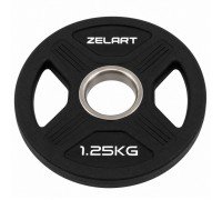 Блины диски TPU 2 Handle металлическая втулка внутренний ø51мм Zelart TA-6995-1_25 1,25кг (черный)