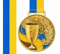 Медаль спортивная с лентой SP-Sport UKRAINE с украинской символикой ø6,5см C-6833 (металл, 38g золото, серебро, бронза)